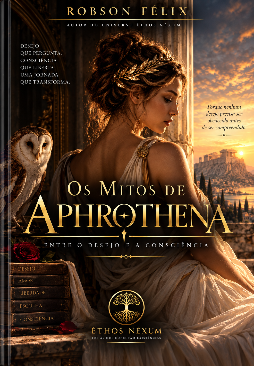 Capa do livro Os Mitos de Aphrothena — Entre o Desejo e a Consciência, de Robson Félix
