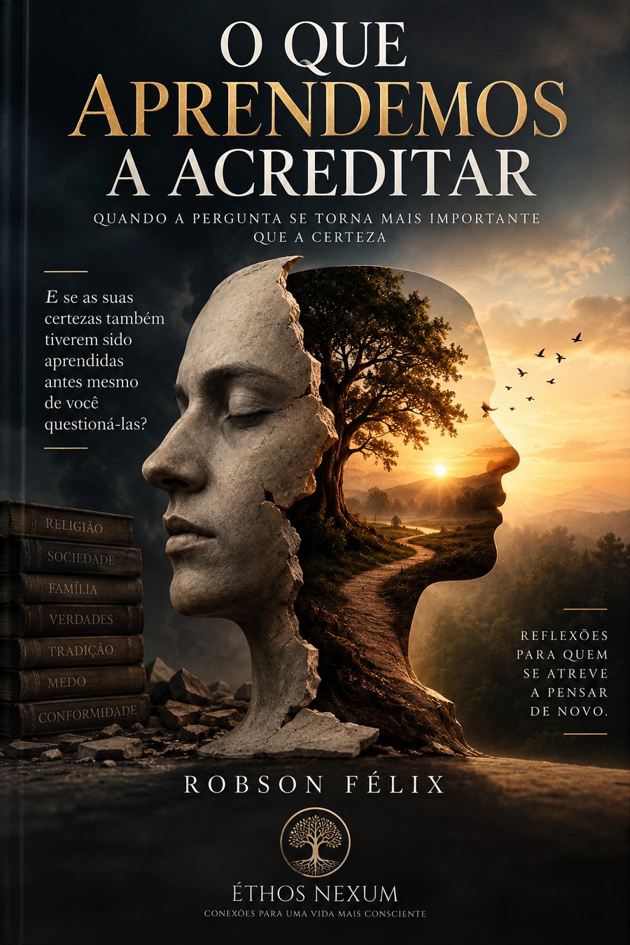Capa do livro O Que Aprendemos a Acreditar, de Robson Félix